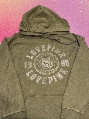 Victoria Secret LOVE PINK Olive Green Speckled Hoodie